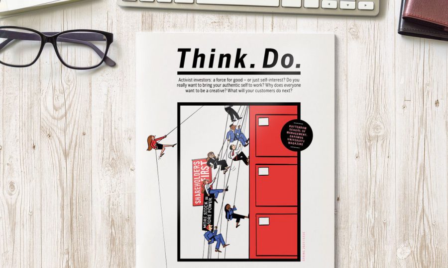 A copy of the new magazine - called Think.Do. - lies on a table